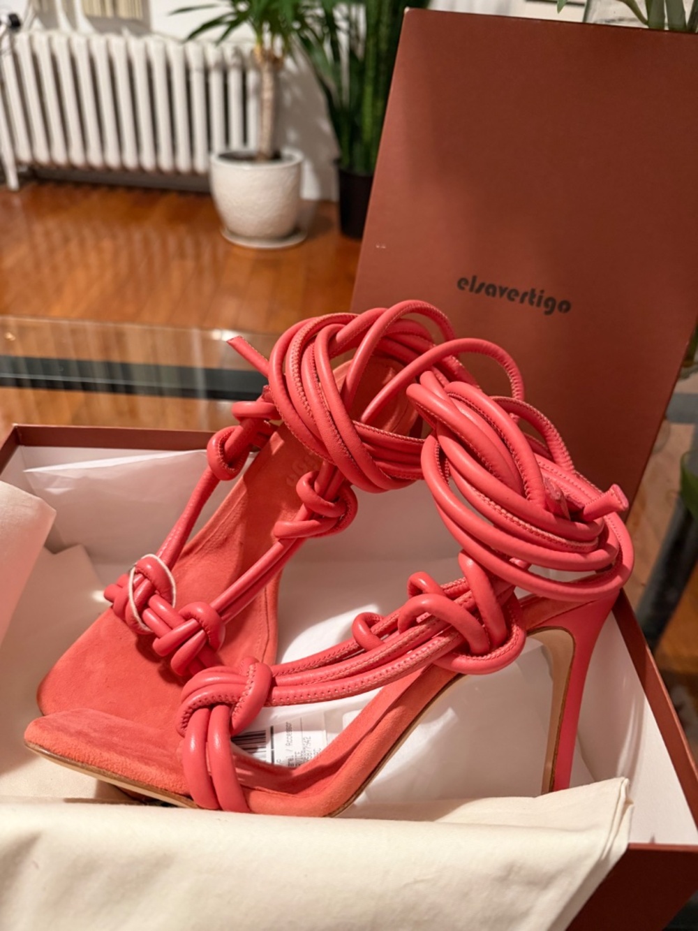 ELSAVERTIGO Coral Pink Strappy Heels - Picture 3 of 8